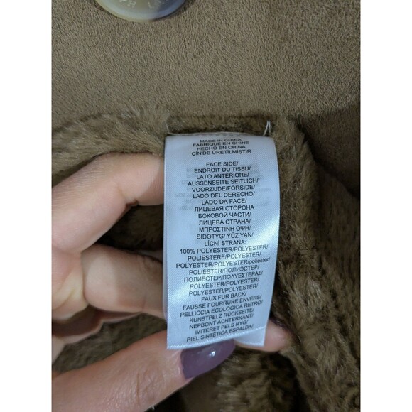 Lauren Ralph Lauren Faux Sherpa Suede Double Breasted Coat Long Heavy Sz 2XL - Picture 14 of 16